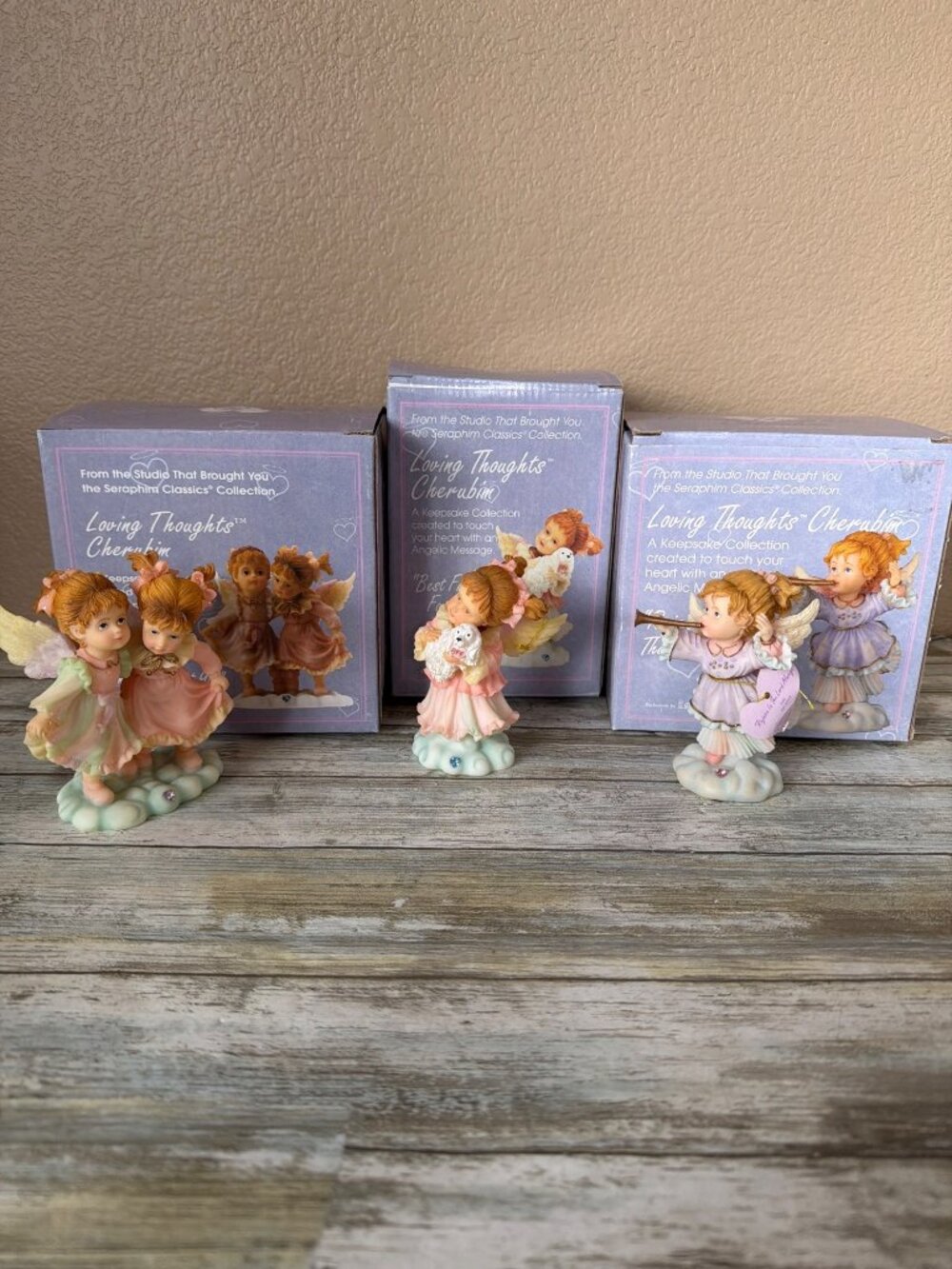 Set of 3 Roman Inc “Loving Thoughts Cherubim” Figurine Emily Best Friends w/Box - Picture 3 of 16